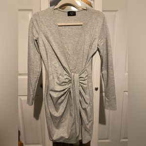 Thick grey y shirt material cross front dress, Vici